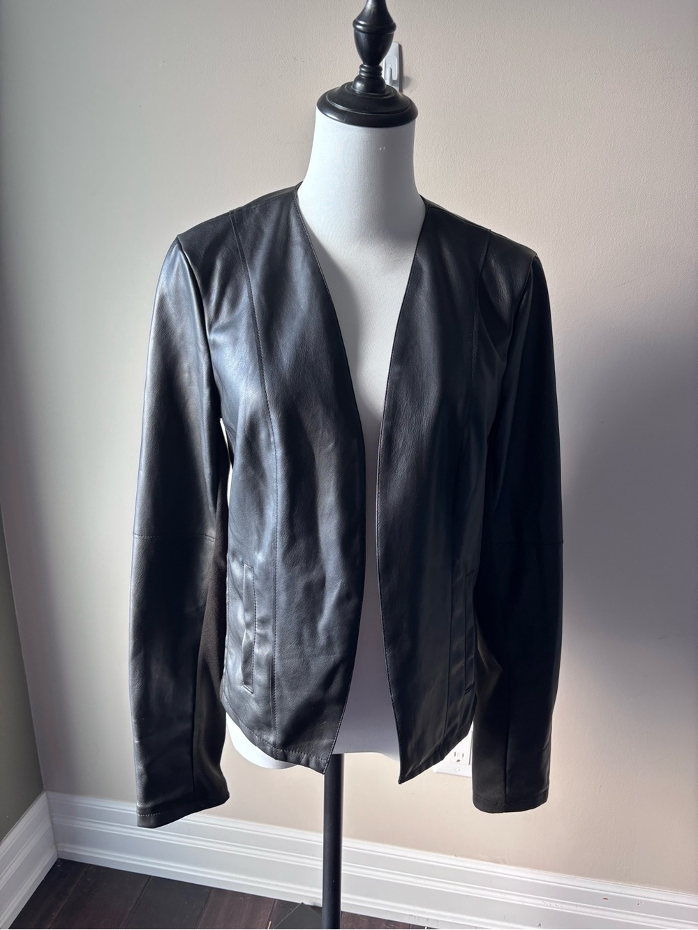 Dynamite Black Faux Leather Open-Front Jacket - Picture 1 of 6